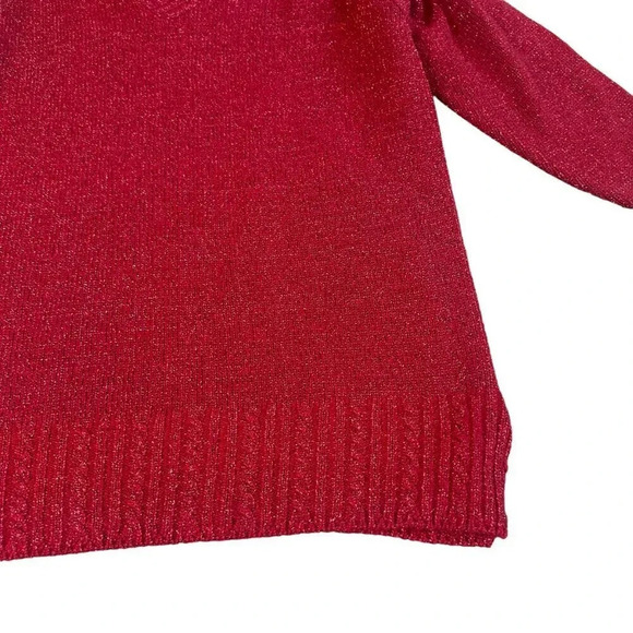 Diane Von Furstenberg The Color Authority Red Glitter Sweater Pullover Small - Picture 4 of 10
